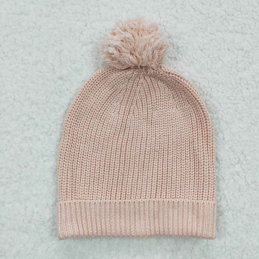 Baby Infant Toddlers Pink Woolen Ball Bernet Hats