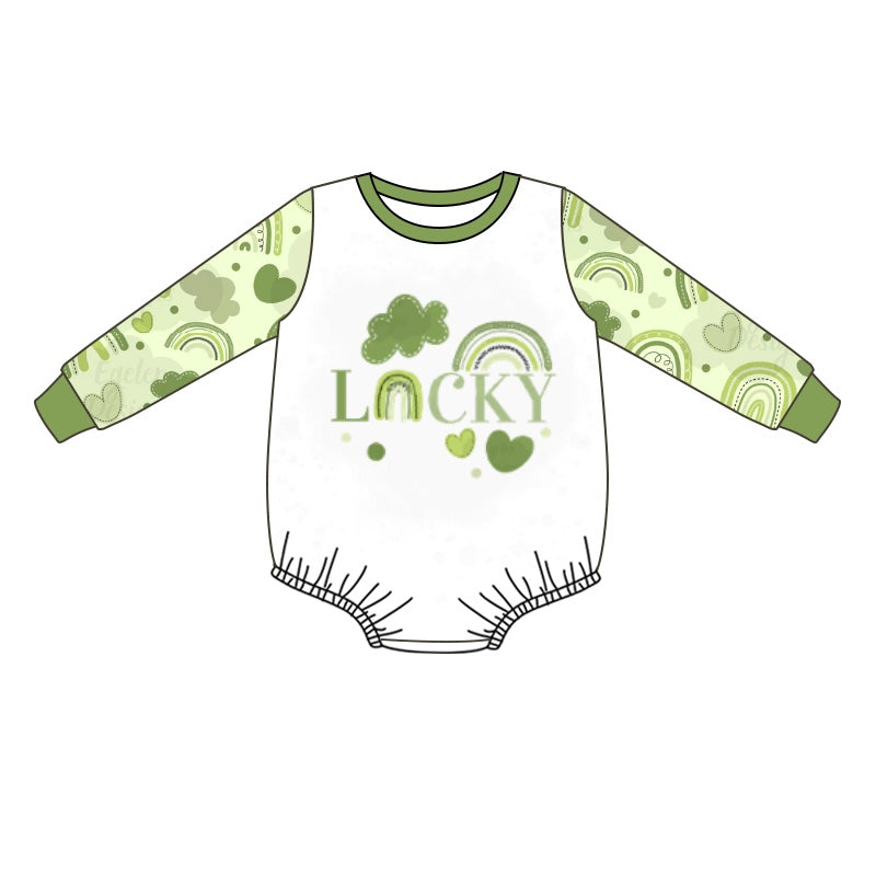 Baby Boys Lucky St Patrick Day Long Sleeve Rompers preorder(moq 5)