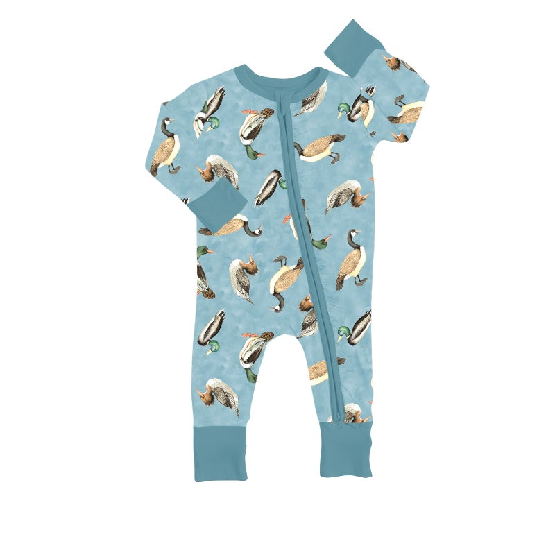 Baby Infant Boys Blue Duck Long Sleeve Rompers preorder(moq 5)