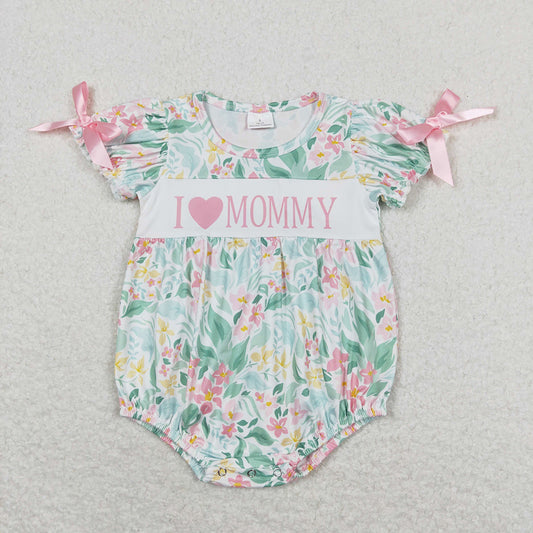 Baby Infant Girls I Love Mommy Flowers Summer Rompers
