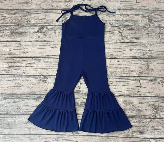 Baby Girls Navy Straps Bell Bottom Jumpsuits