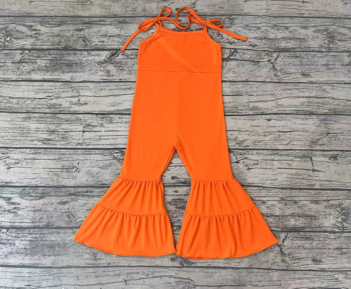 Baby Girls Orange Straps Bell Bottom Jumpsuits