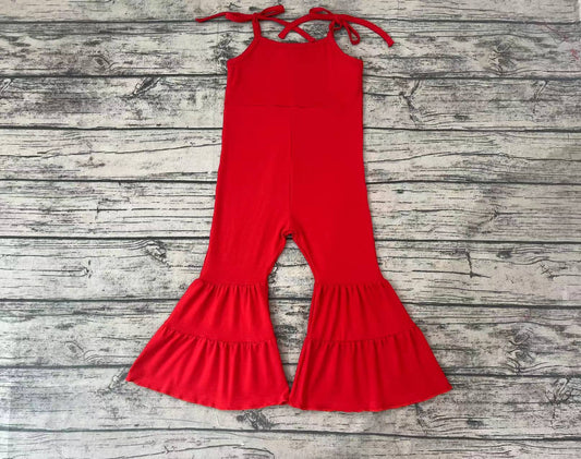 Baby Girls Red Straps Bell Bottom Jumpsuits