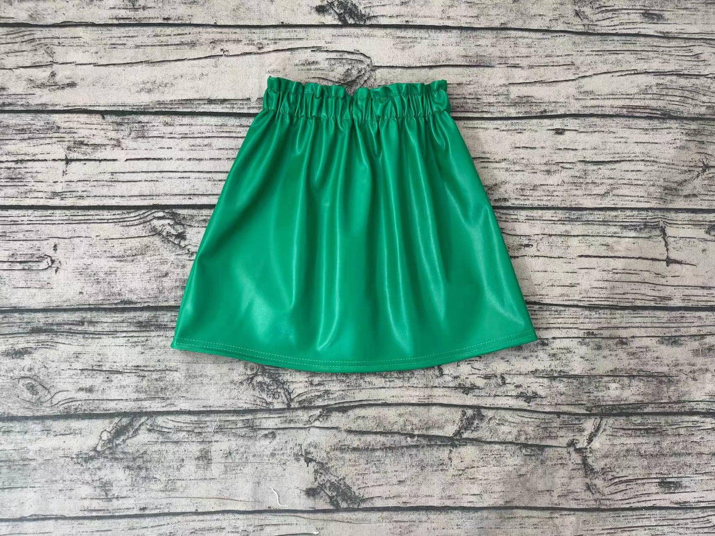 Baby Girls Green Color Pleather Skirts