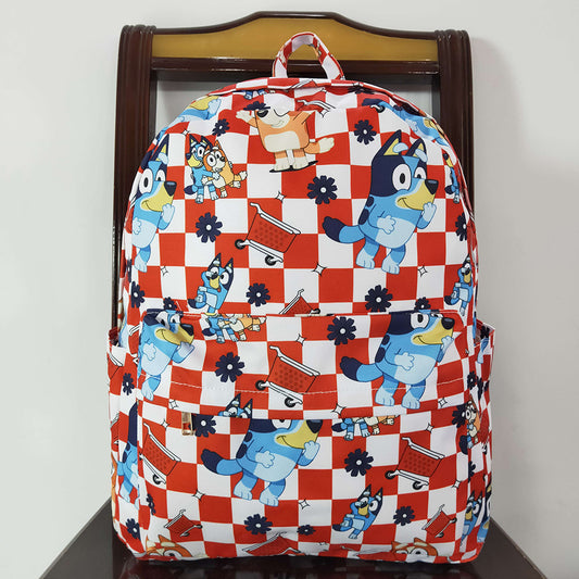 Baby Kids Dogs Red Checkered Backpack Back Bags