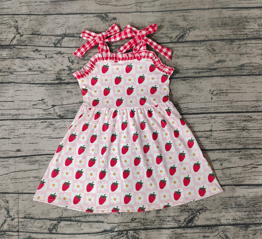 Baby Girls Strawberry Straps Summer Knee Length Dresses