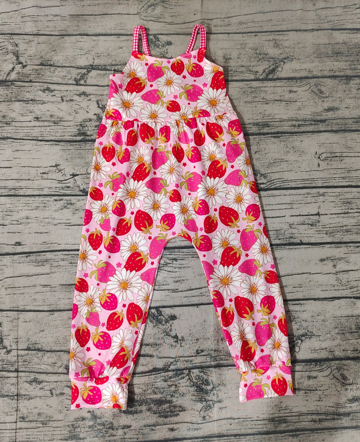 Baby Kids Infant Girls Strawberry Flowers Straps Rompers