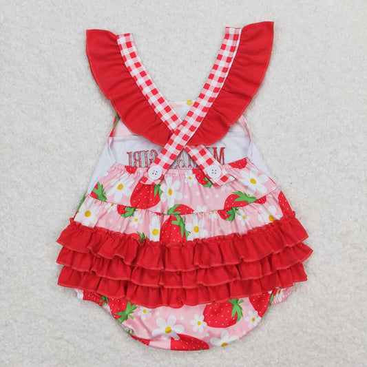 Baby Girls Mama's Girl Red Strawberry Flowers Rompers