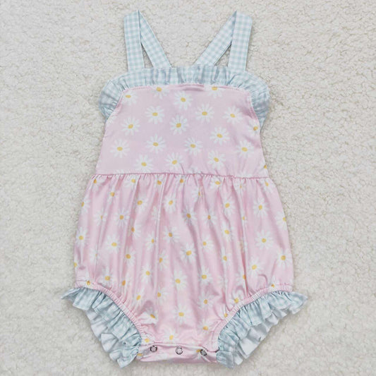 Baby Infant Girls Pink Daisy Straps Rompers