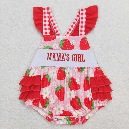 Baby Girls Mama's Girl Red Strawberry Flowers Rompers