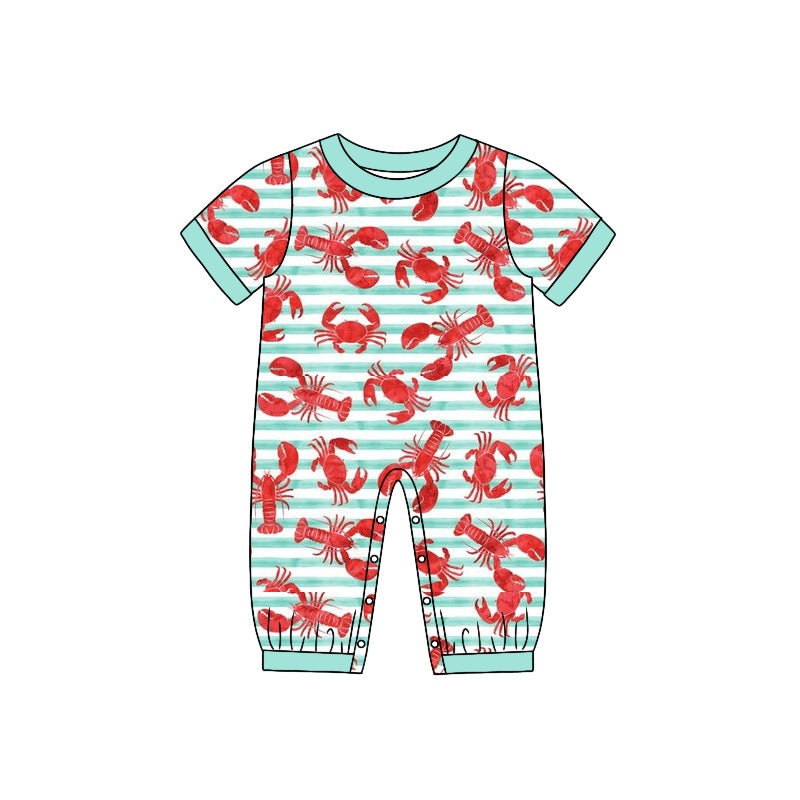 Baby Toddler Boys Crab Crawfish Short Sleeve Rompers preorder(moq 5)