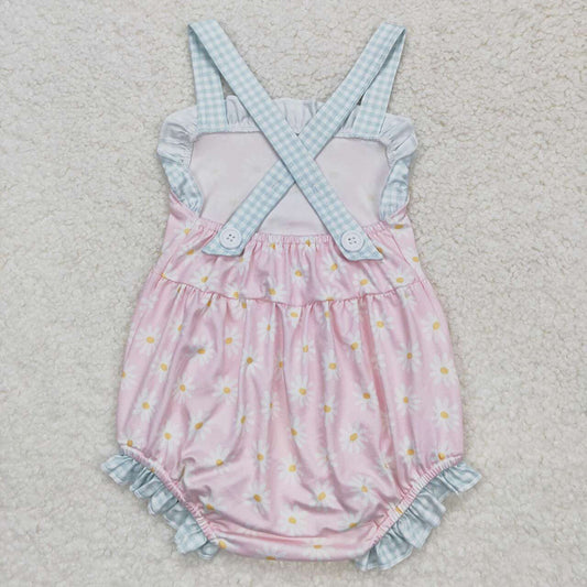 Baby Infant Girls Pink Daisy Straps Rompers