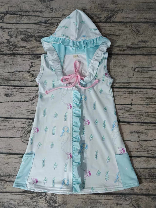 Baby Girls Hooded Milk Silk Pockets Swimsuits Cover Up Preorder(moq 5)