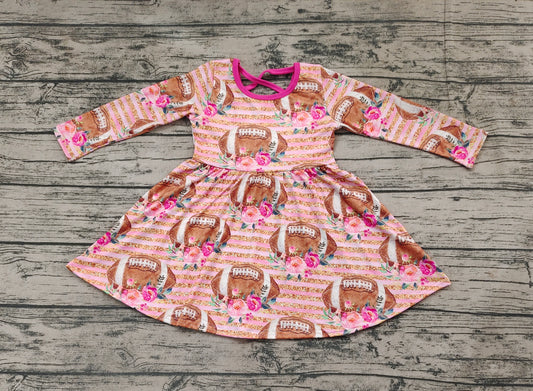 Baby Girls Pink Football Flowers Long Sleeve Dresses