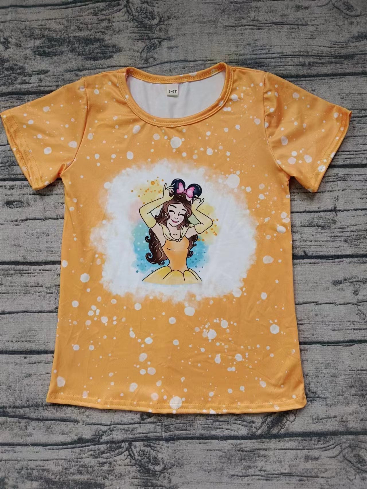 Baby Girls Mustard Princess Short Sleeve Tee Shirts Tops Preorder(moq 5)