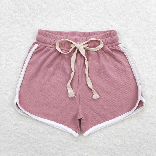 Baby Girls Dark Pink Color Summer Sports Design Shorts