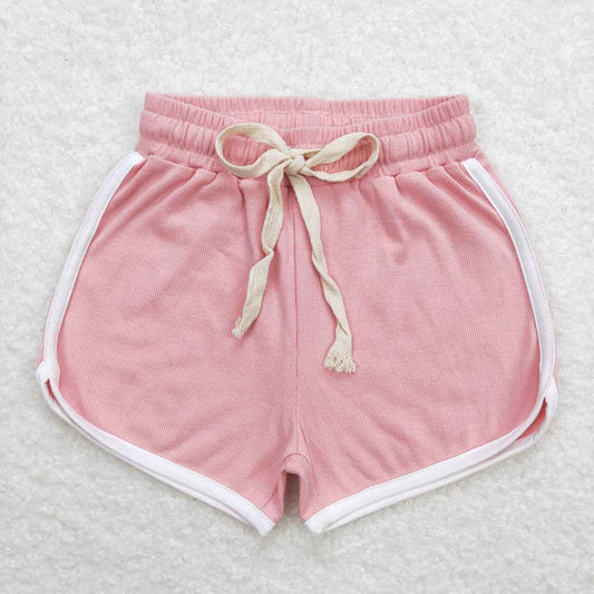Baby Girls Pink Solid Color Summer Sports Design Shorts