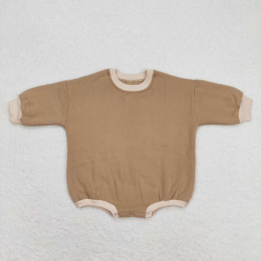 Baby Girls Thick Light Brown Long Sleeve Romper Sweaters