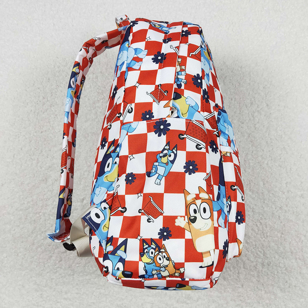 Baby Kids Dogs Red Checkered Backpack Back Bags