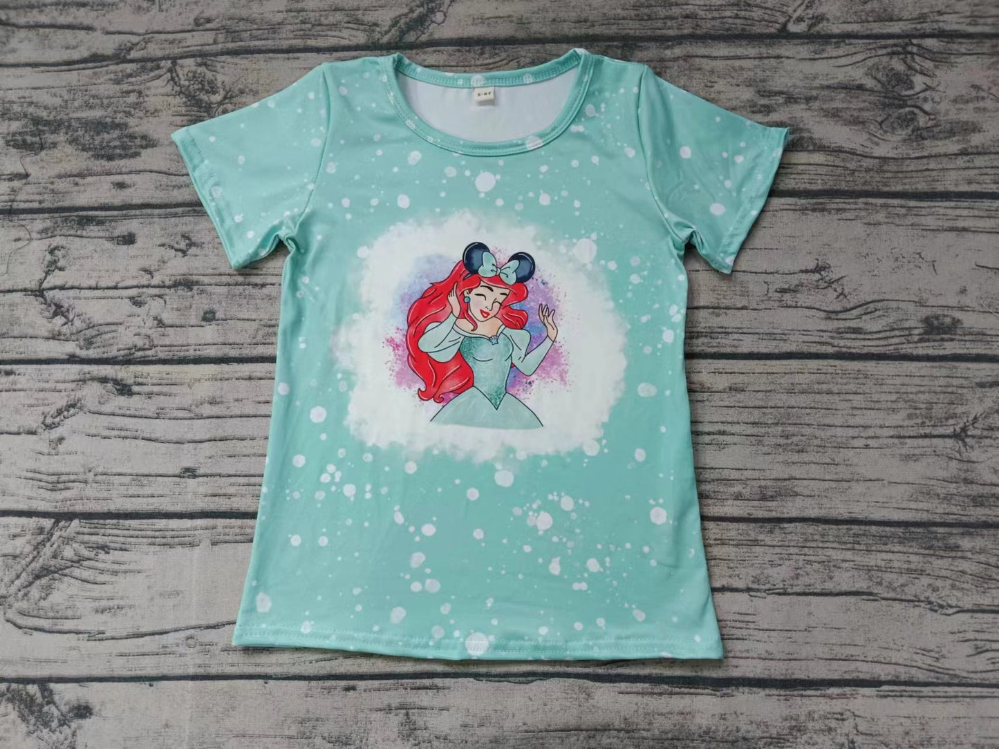 Baby Girls Green Princess Short Sleeve Tee Shirts Tops Preorder(moq 5)