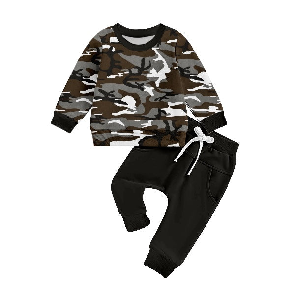Baby Boys Grey Camo Tops Pants Clothes Sets preorder(moq 5)