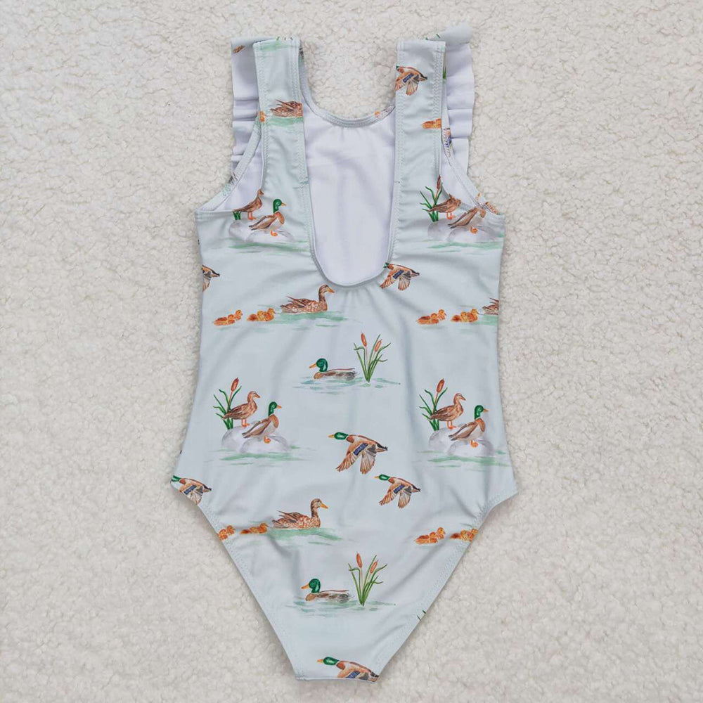 Baby Girls Duck Summer Ruffle One Piece Swimsuits