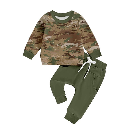 Baby Boys Green Camo Tops Pants Clothes Sets preorder(moq 5)