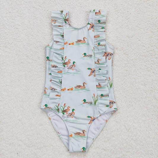 Baby Girls Duck Summer Ruffle One Piece Swimsuits