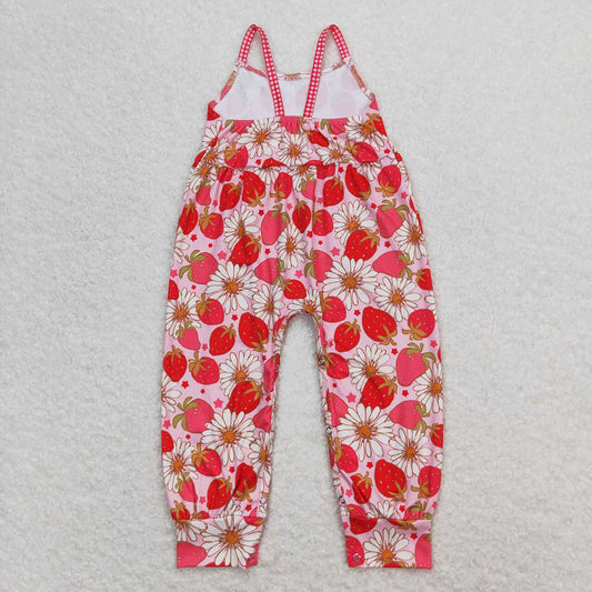 Baby Kids Infant Girls Strawberry Flowers Straps Rompers