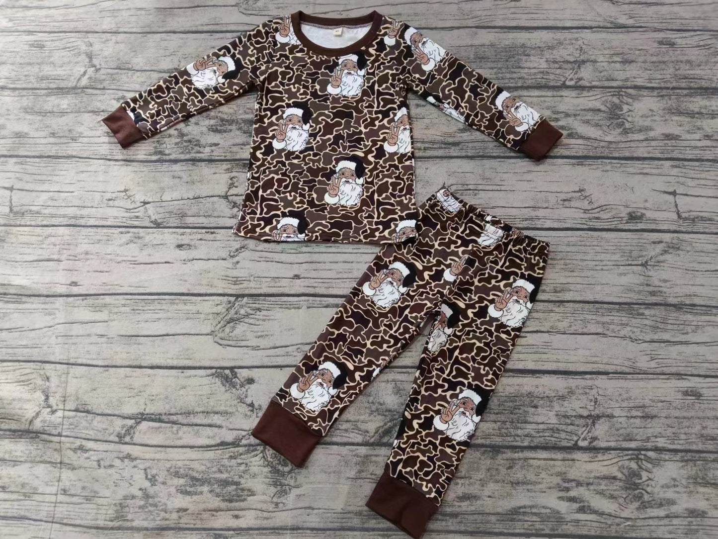 Baby Boys Camouflage Santa Christmas Top Pants Pajamas Clothes Sets preorder(MOQ 5)