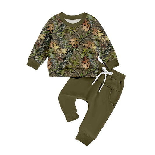 Baby Boys Camo Leaves Tops Pants Clothes Sets preorder(moq 5)