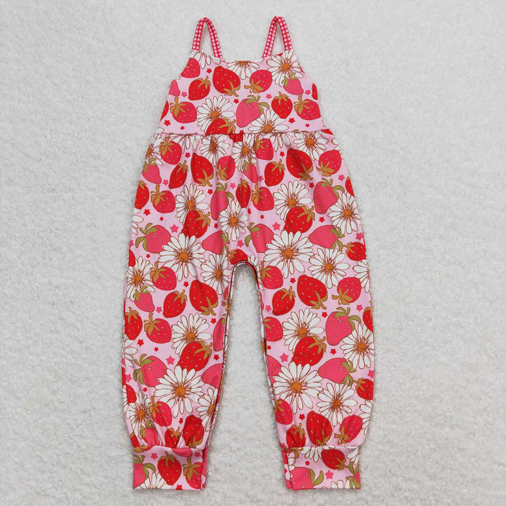 Baby Kids Infant Girls Strawberry Flowers Straps Rompers