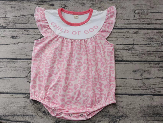 Baby Infant Girls Pink Leopard Child of God Rompers preorder(moq 5)