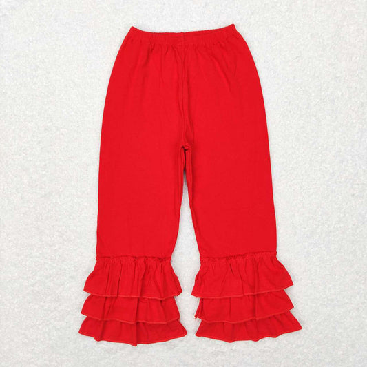 Baby Girls Toddler Red Triple Ruffle Bottom Pants