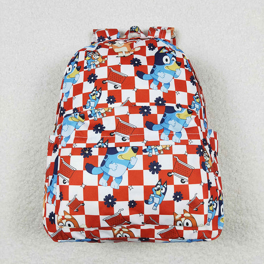 Baby Kids Dogs Red Checkered Backpack Back Bags