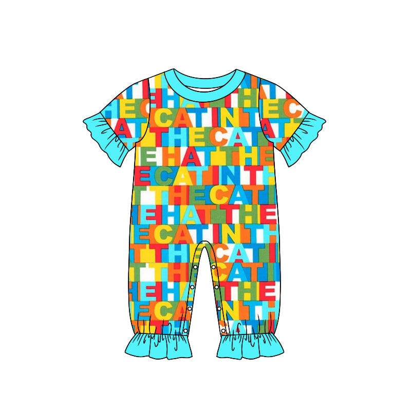 Baby Toddler Girls Dr Reading Colorful Hat Short Sleeve Rompers preorder(moq 5)