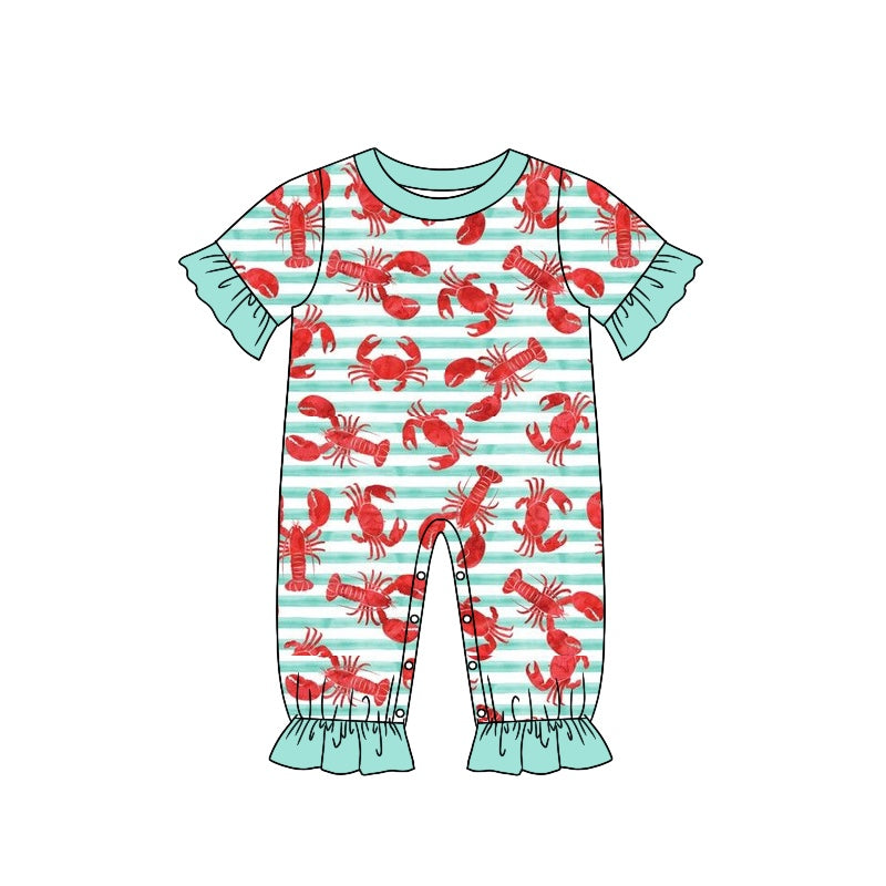 Baby Toddler Girls Crab Crawfish Short Sleeve Rompers preorder(moq 5)