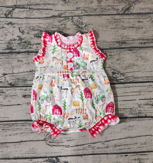 Baby Girls Red Farm Summer Sleeveless Rompers