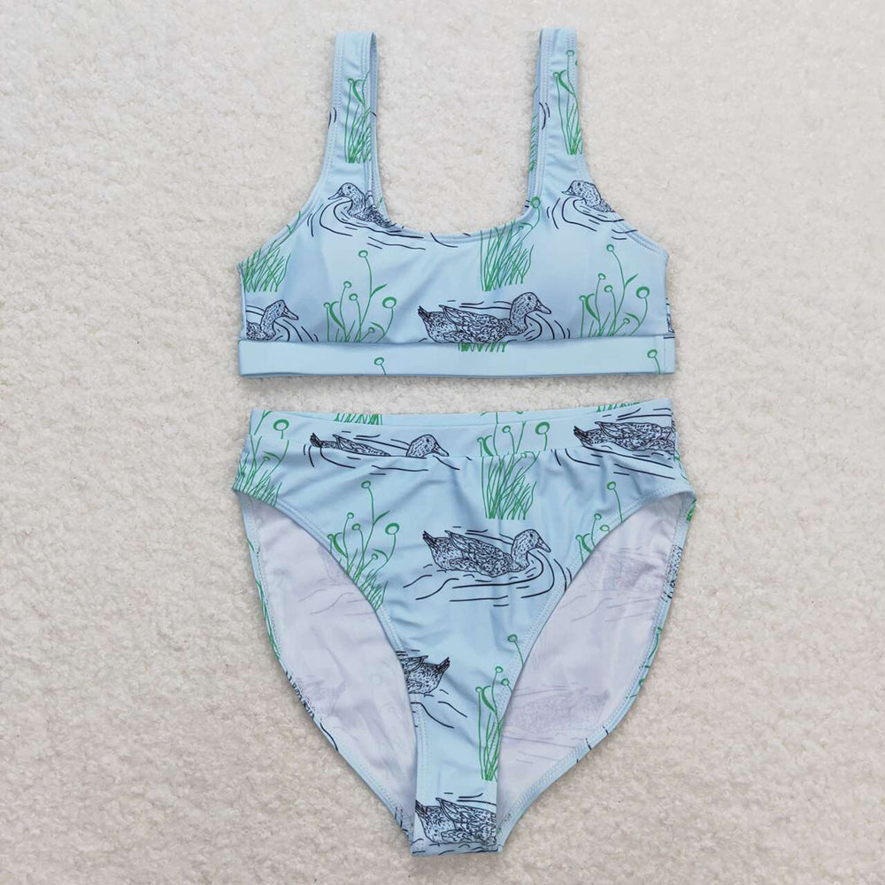 Adult Women Mallard Ducks Top Bottom Swimsuits Sets