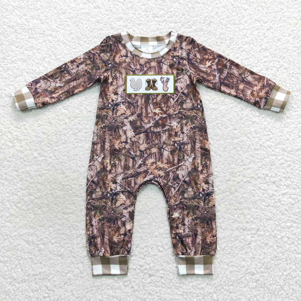 Baby Boys Hunting Boots Turkey Deer Camo Fall Rompers