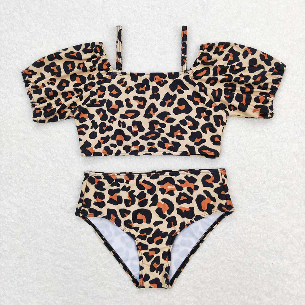 Baby Girls Leopard Straps Top Bummie Swimsuits