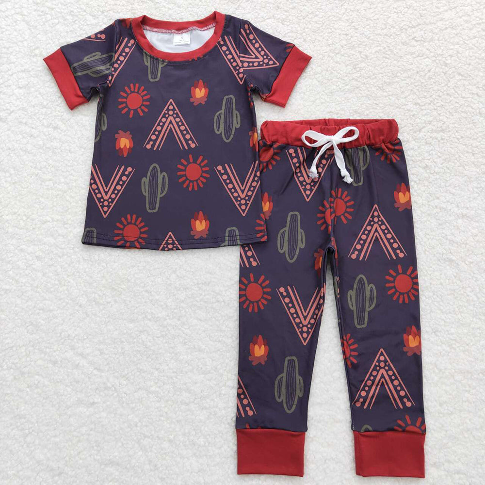 Baby Toddler Boys Western Cactus Tee Shirts Tops Pants Pajamas Clothes Sets