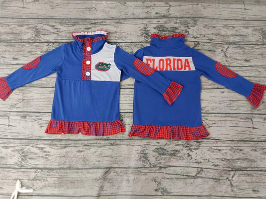 Baby Girls Blue Alligator Teams Pullovers Shirts Tops preorder(moq 5)