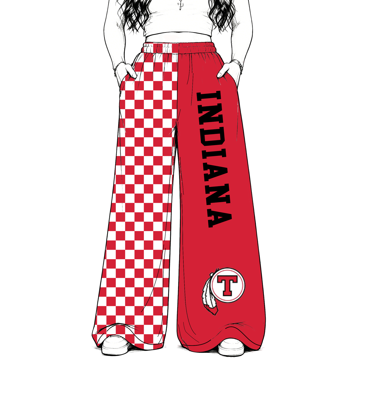 Preorder (moq 5)Baby Girls Indiana Team Checkered Pants Bottoms