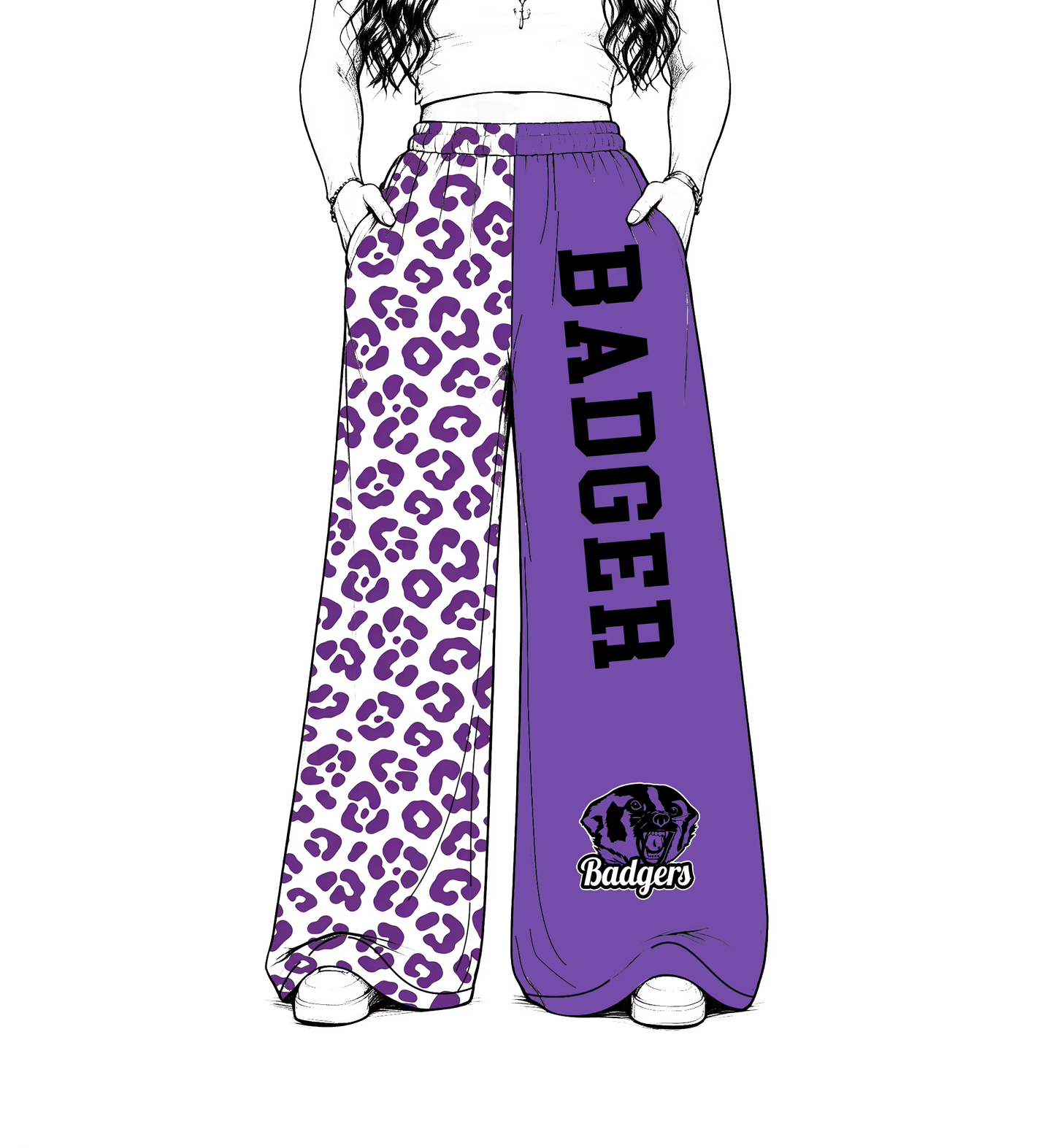 Preorder (moq 5)Baby Girls Badger Team Leopard Pants Bottoms