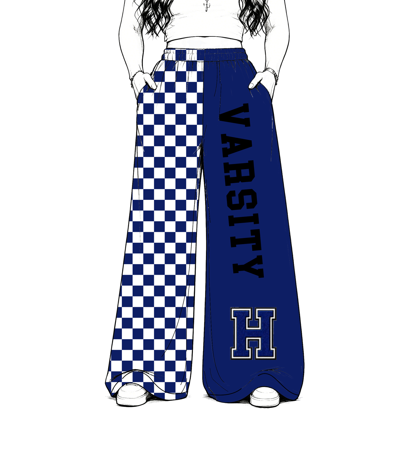 Preorder (moq 5)Baby Girls Vabsity Team Checkered Pants Bottoms