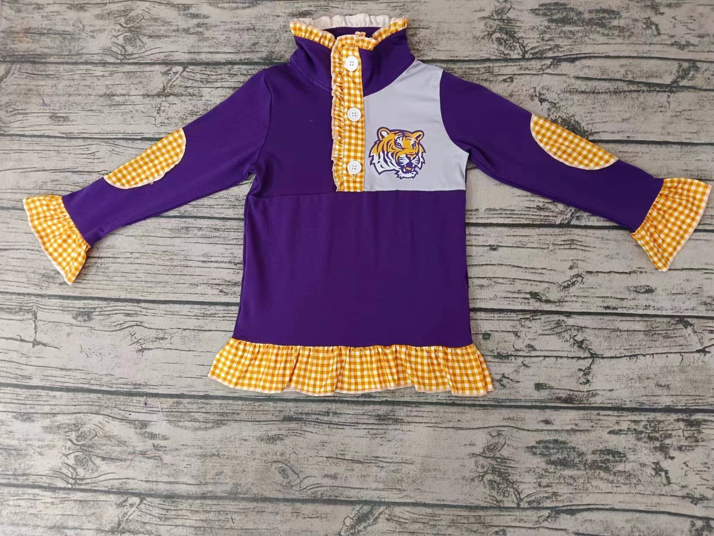 Baby Girls Team Purple Tiger Pullover Shirt Tee Shirts preorder(moq 5)