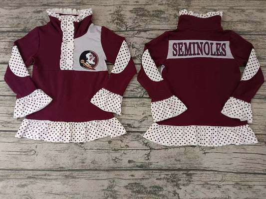 Baby Girls Team Dark Red Pullover Shirt Tee Shirts preorder(moq 5)