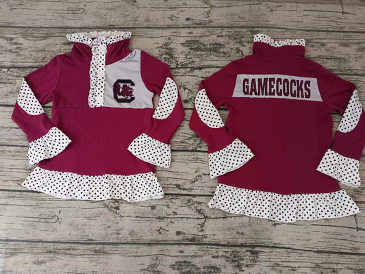 Baby Girls Team Game Dark Red Pullover Shirt Tee Shirts preorder(moq 5)