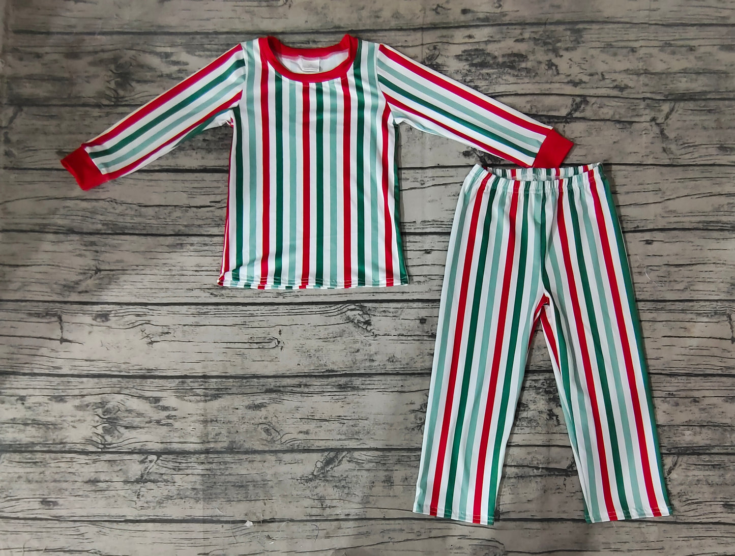 Baby Boys Christmas Stripes Long Sleeve Top Pants Pajamas Sets